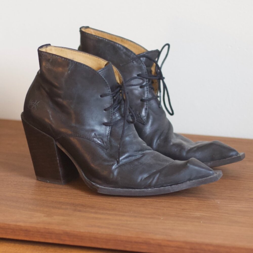 Unisex John Fluevog Swordfish Surrealist Pizza Leather Lace Up Boots